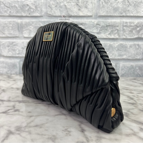 Kate Spade Patisserie Pleated 3d Croissant Clutch In Black - Picture 4 of 13